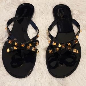 NWOT-BLACK STUDDED JELLY SANDALS